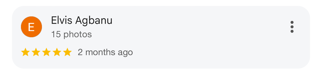 Google review by Elvis Agbanu